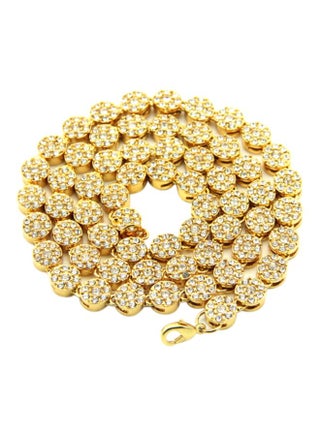 Zinc Alloy Stone Studded Round Single Row Cuban Style Chain - v1597298462/N39712681A_1