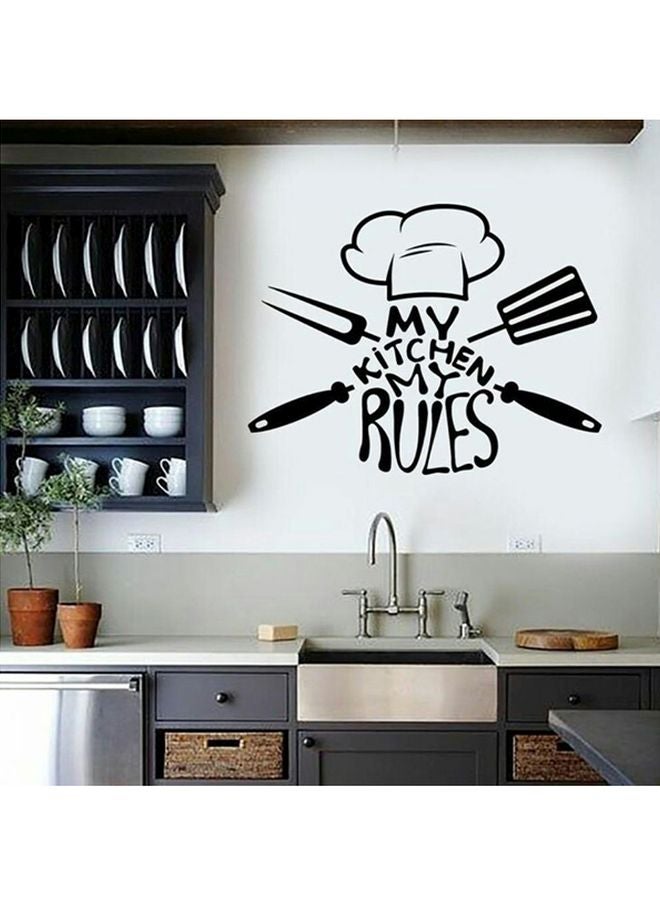 بي بي أوريجنال ديزاينز ملصق جداري بتصميم عبارة "My Kitchen My Rules" أسود 116x52سم 