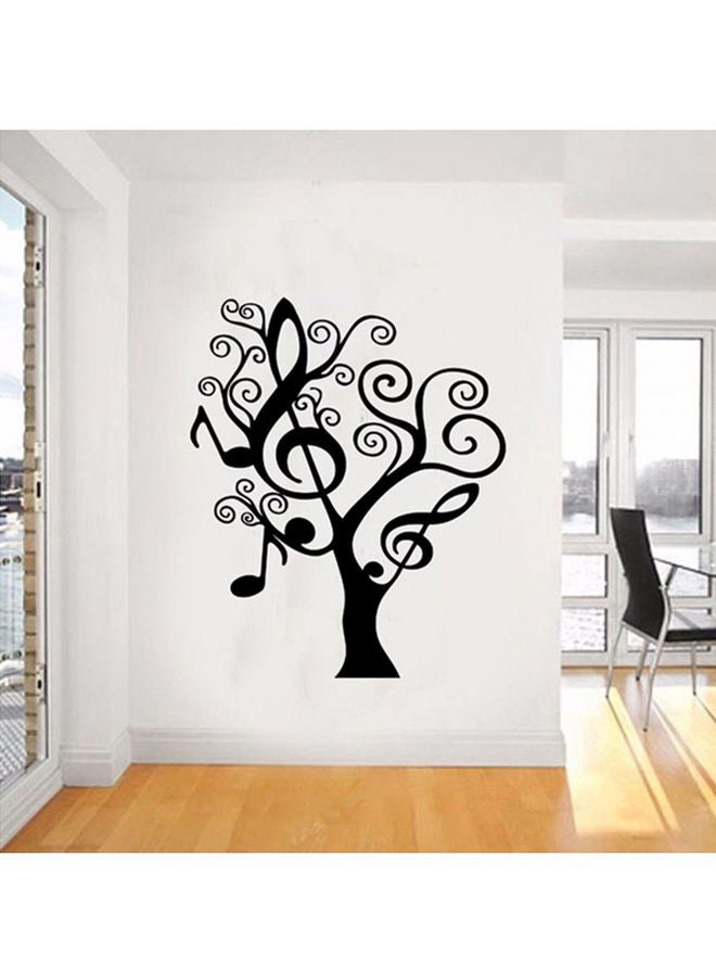 Music Notes Tree Themed Wall Sticker Black 100x105cm