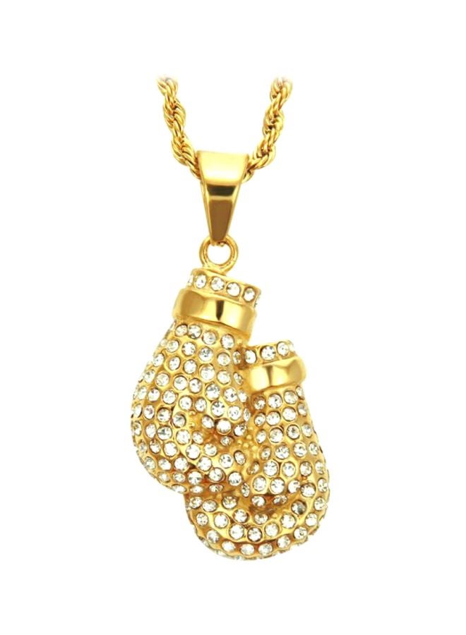 Beauenty Diamond Gold Boxing Glove Pendant Twist Chain - Image 1