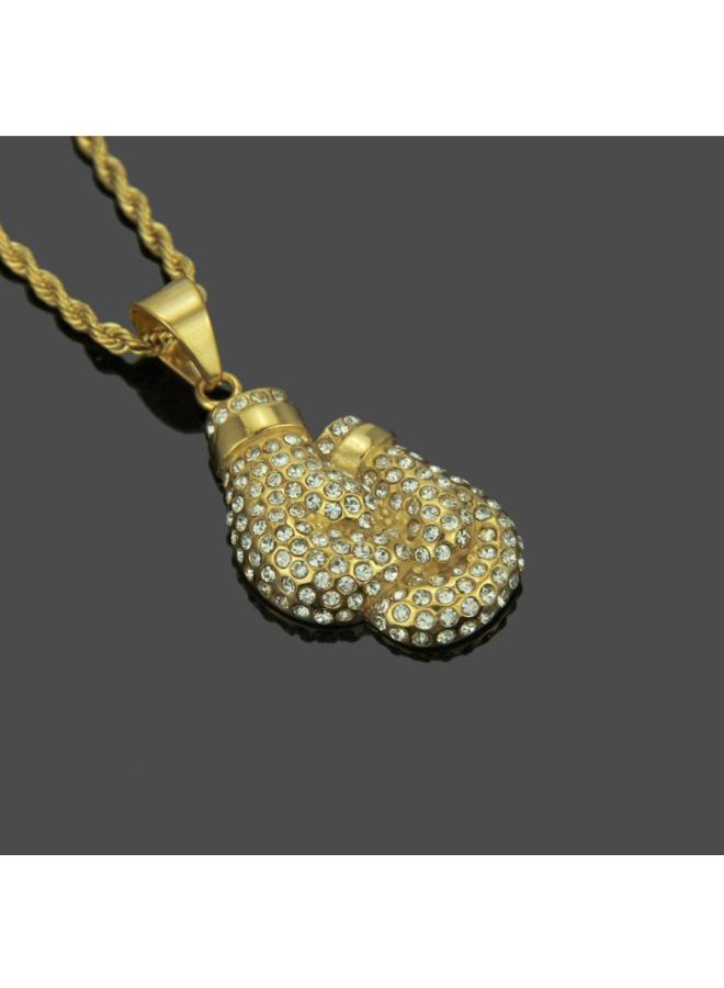 Beauenty Diamond Gold Boxing Glove Pendant Twist Chain - Image 2