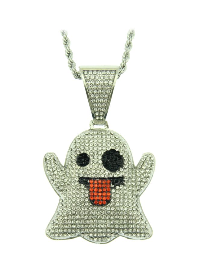 Beauenty Diamond Studded Alloy Ghost Pendant Necklace - Image 1