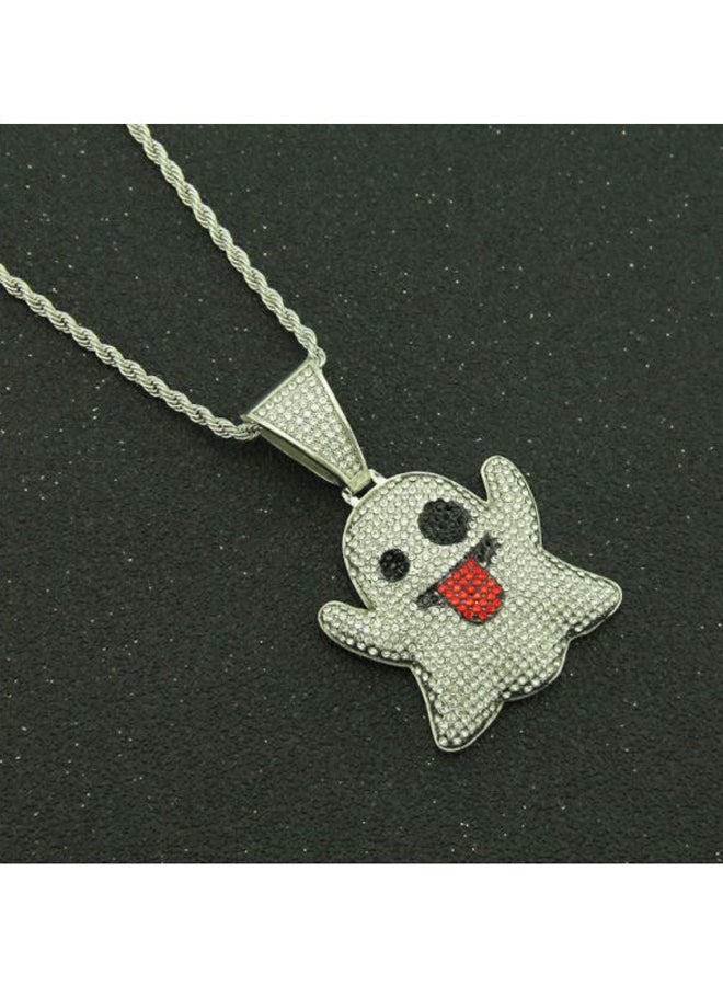 Beauenty Diamond Studded Alloy Ghost Pendant Necklace - Image 2