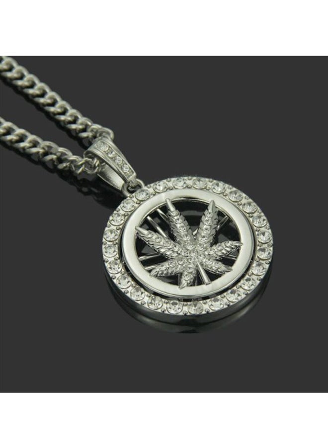 Beauenty Diamond Studded Alloy Maple Leaf Necklace  - Image 2