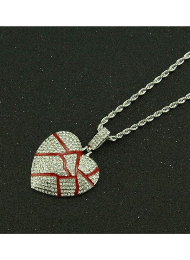 Beauenty - Zinc Alloy Stone Studded Heartbreaking Designed Pendant Necklace - Image 1