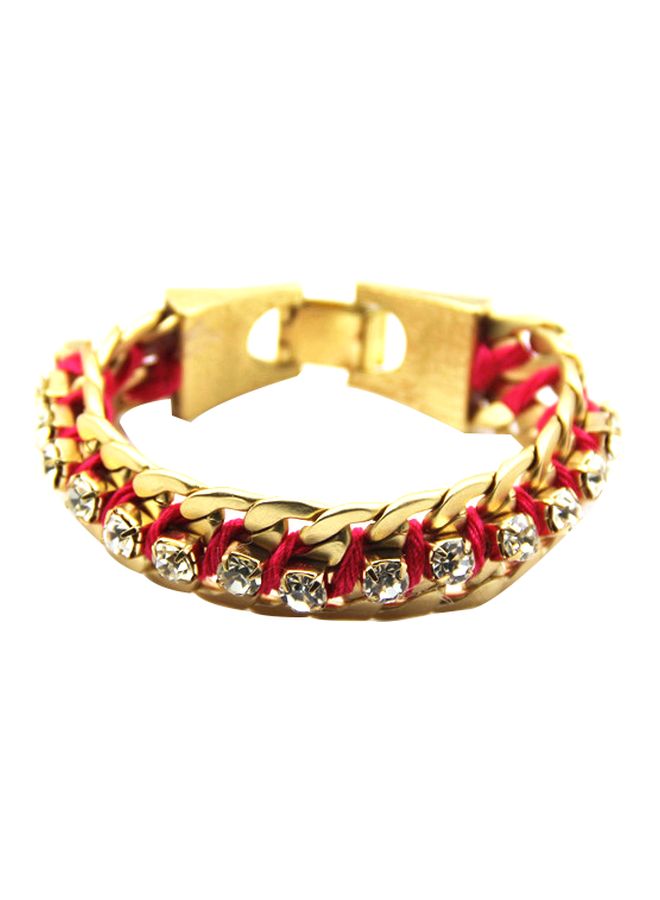 Beauenty Diamond Studded Hand-Woven Twist Designed Bracelet 