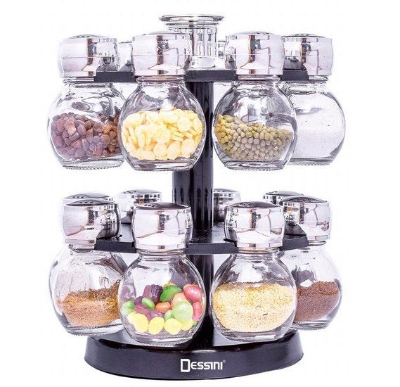 ديسيني طقم مرطبان بهارات زجاجي من 16 قطعة شفاف/فضي 22x22x11سم - Image 2