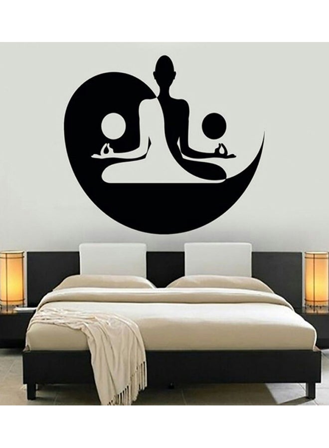 Yoga Harmony Themed Wall Sticker Black 116x52cm