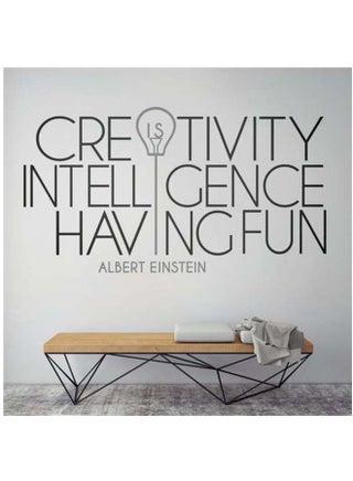 ملصق جداري بطبعة عبارة Creativity Intelligence Having Fun أسود/ رمادي 36x24سم - v1597302343/N39708340A_1