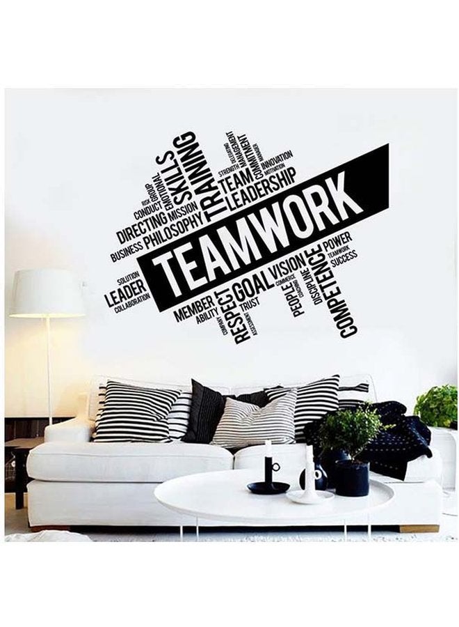 Team Work Themed Wall Sticker Black 36x24cm