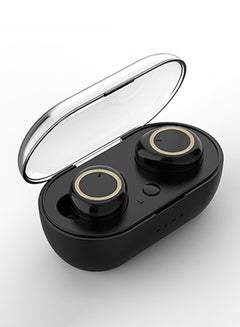 TWS Wireless Earphones BT 5.0 Touch-control Earphones Chargeable Headsets with Microphone Charging Case Low-Latency Earbuds Compatible with Android iOS PC Tablet Black Gold