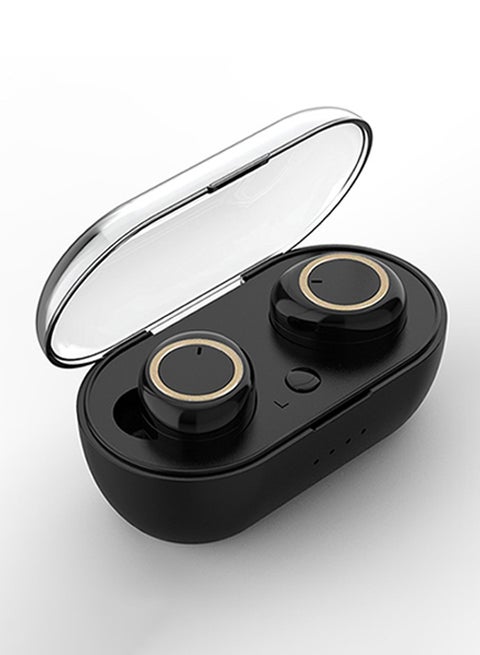 TWS Wireless Earphones BT 5.0 Touch-control Earphones Chargeable Headsets with Microphone Charging Case Low-Latency Earbuds Compatible with Android iOS PC Tablet Black Gold