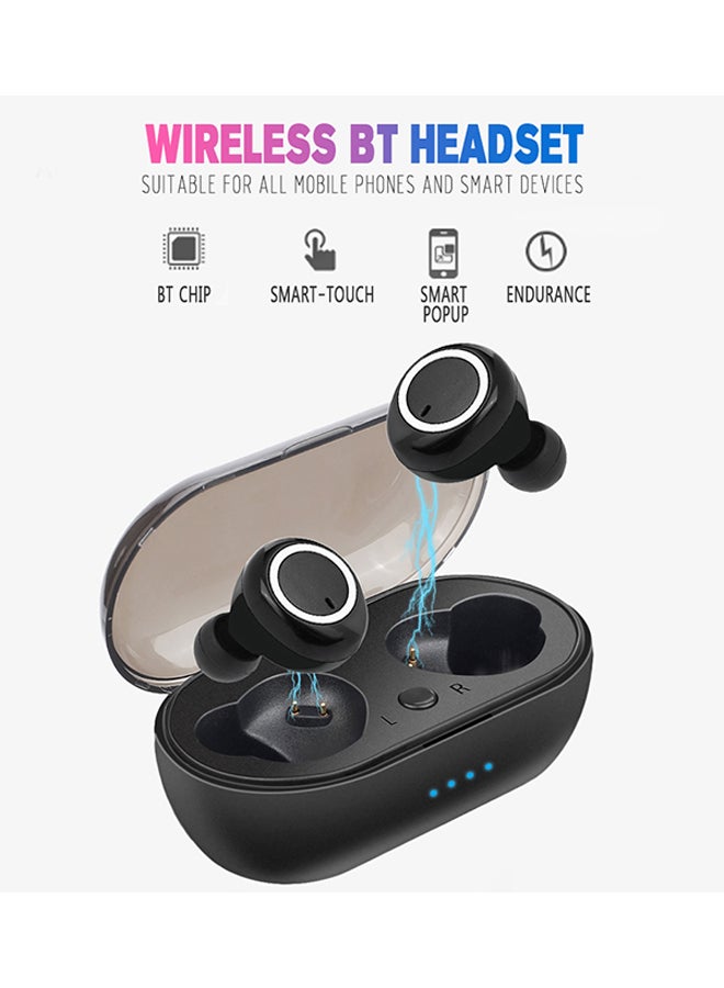 Generic - TWS Wireless Earphones BT 5.0 Touch-control Earphones Chargeable Headsets with Microphone Charging Case Low-Latency Earbuds Compatible with Android iOS PC Tablet Black Gold - Image 1