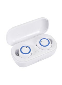 TWS Wireless Earphones BT 5.0 Touch-control Earphones Chargeable Headsets with Microphone Charging Case Low-Latency Earbuds Compatible with Android iOS PC Tablet White Blue