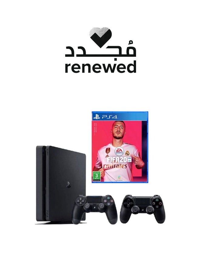 سوني مُجدد - جهاز الألعاب بلايستيشن 4 سليم سعة 500 جيجابايت مع ذراعي تحكم دوال شوك 4 ولعبة الفيديو FIFA 20 - Image 1