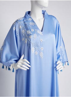 إبريز كوتور جلابية مطرزة بالزهور أزرق فاتح  - Image 3