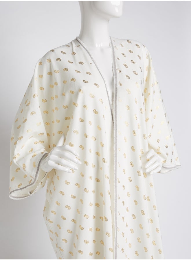 Ibriz Couture - Bell Sleeves Linen Abaya White - Image 1