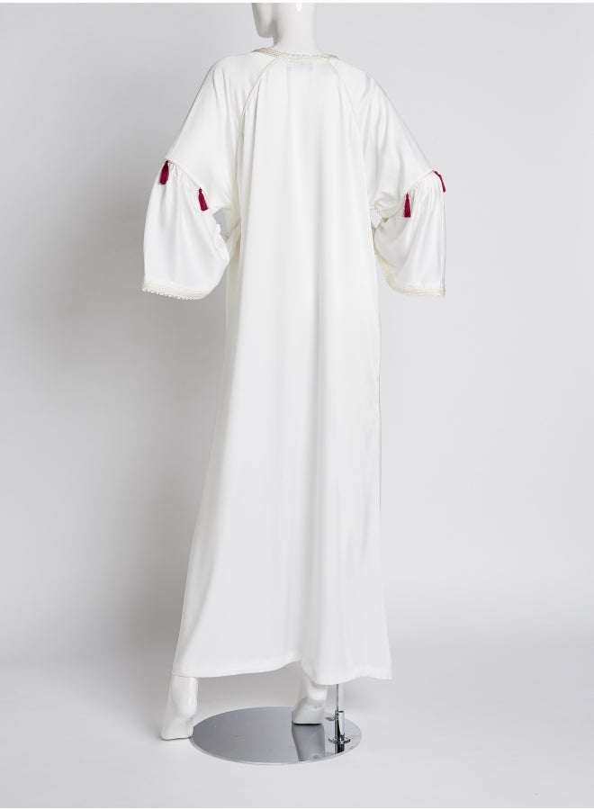 Ibriz Couture Bell Sleeves Kaftan White  - Image 2