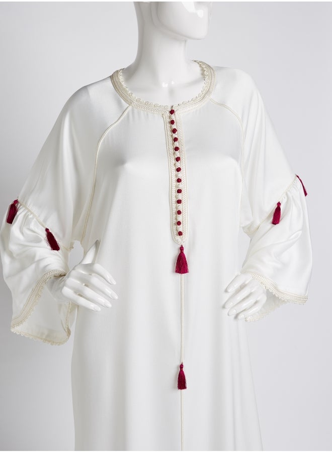 Ibriz Couture Bell Sleeves Kaftan White  - Image 3
