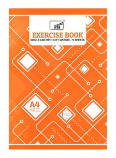 Psi 70-Sheets A4 Single Lined Exercise Book Orange  - Image 1