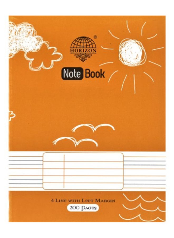 A5 Four Lined Ruling Exercise Book, 200 Pages Orange