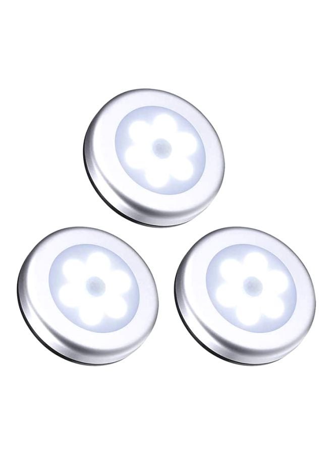 Generic - 3-Piece Motion Sensor LED Light With Adhesive Pad White 9x8x2cm - Image 1