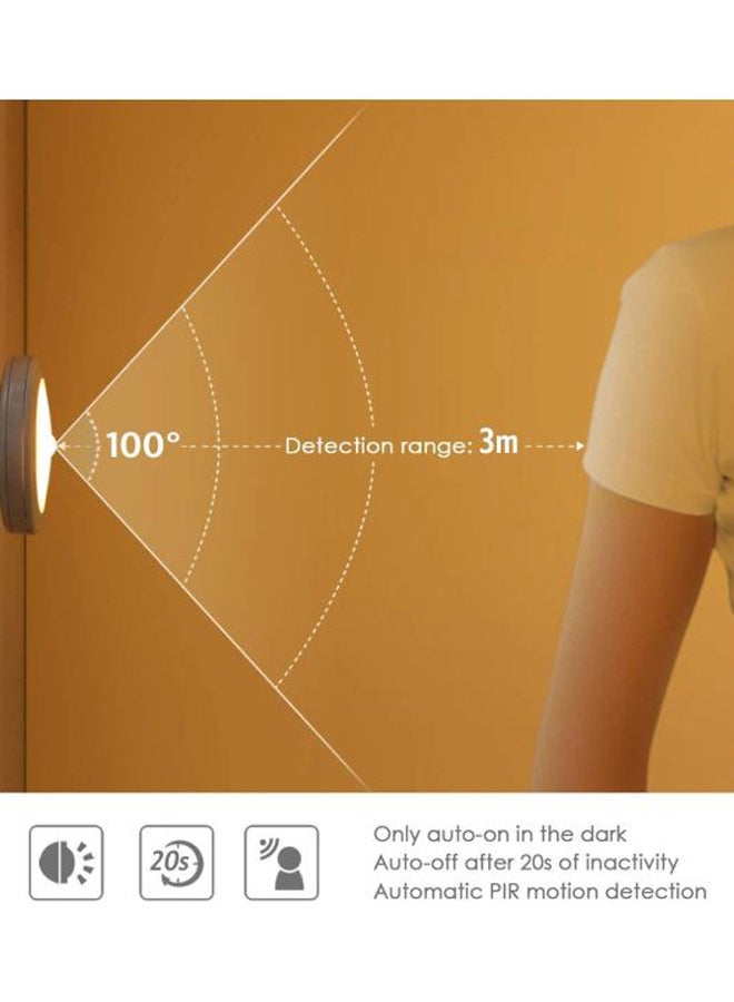 Generic - 3-Piece Motion Sensor LED Light With Adhesive Pad Warm White 12x8x2cm - Image 1