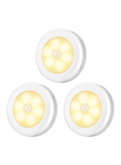 Generic 3-Piece Motion Sensor LED Light With Adhesive Pad Warm White 12x8x2cm  - Image 1