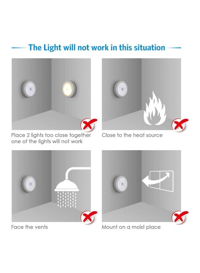 Generic - 3-Piece Motion Sensor LED Light With Adhesive Pad Warm White 12x8x2cm - Image 1