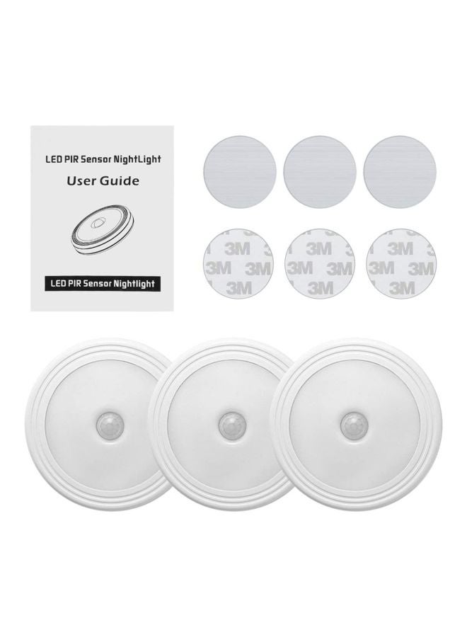 Generic - 3-Piece Motion Sensor LED Light With Adhesive Pad Warm White 12x8x2cm - Image 1