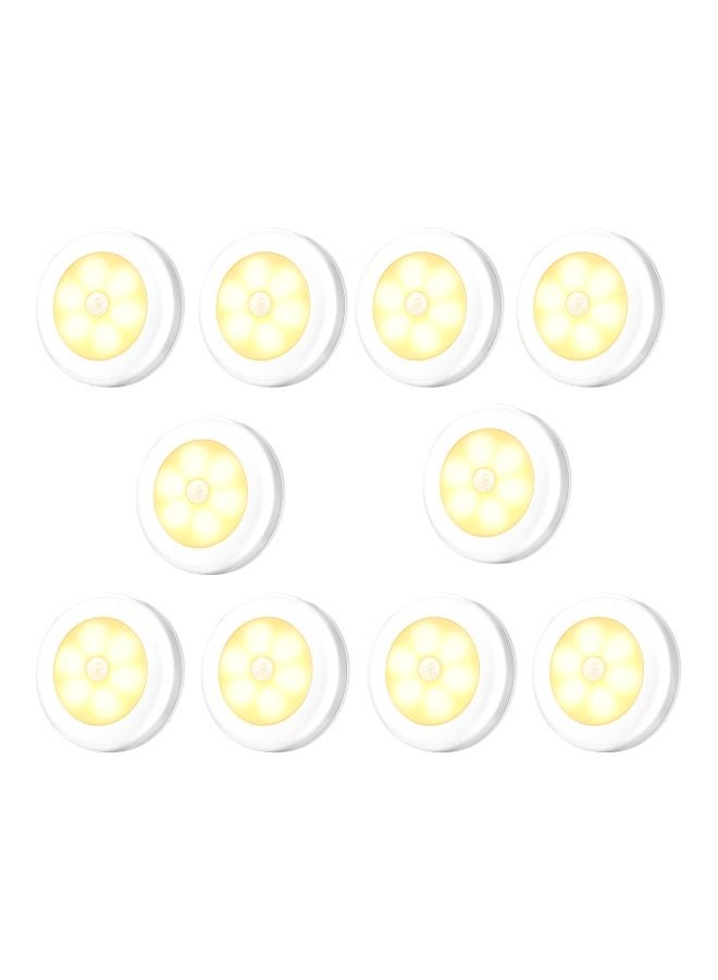 مجموعة من10 مصابيح مضيئة بجهاز استشعار للحركة مع لوحة لاصقة . أبيض دافئ 13x8x2سم - Image 1