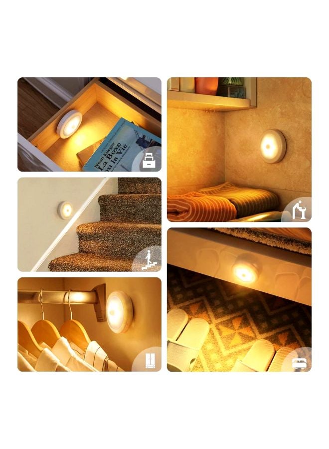 مجموعة من10 مصابيح مضيئة بجهاز استشعار للحركة مع لوحة لاصقة . أبيض دافئ 13x8x2سم - Image 2