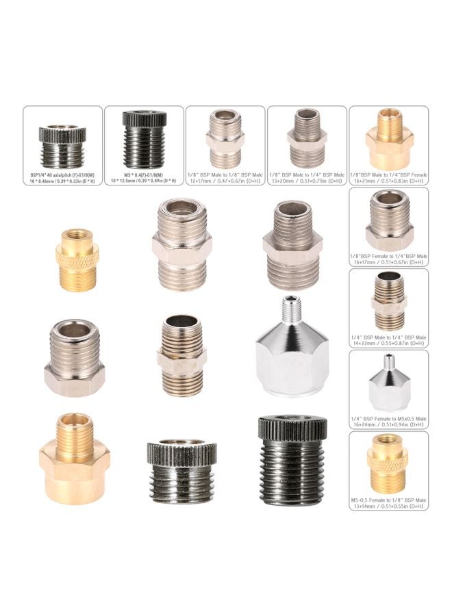 9-Piece Airbrush Adapter Set Silver/Gold  - Image 5