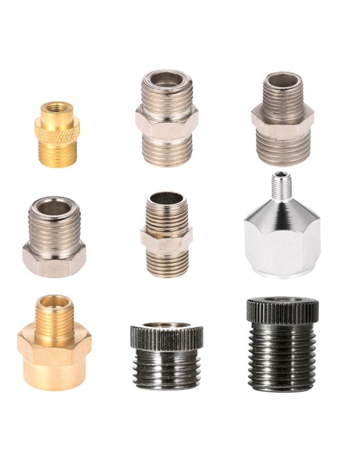 9-Piece Airbrush Adapter Set Silver/Gold  - Image 1