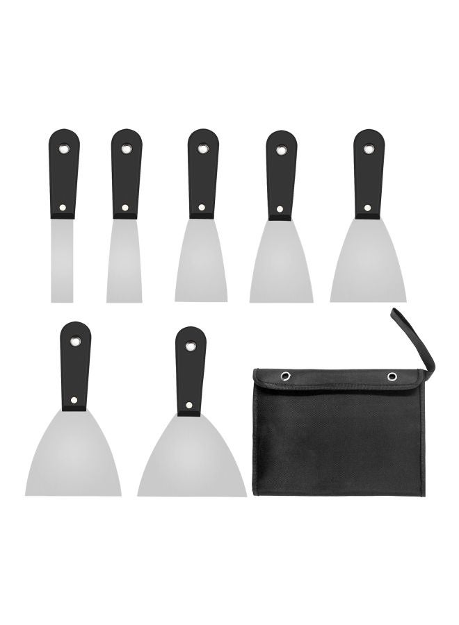 PENGGONG 8-Piece Portable Putty Knife Set Black/Silver - Image 1