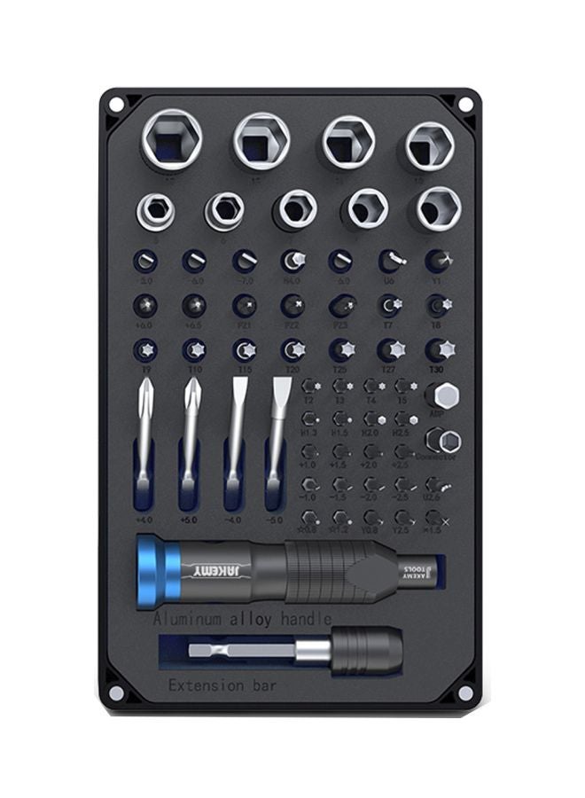 JAKEMY - 61-Piece Multifunctional Screwdriver Set Black/Silver/Blue - Image 1