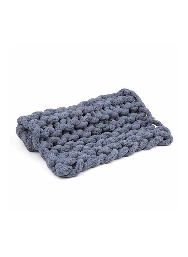 Chunky Knitted Blanket Polyester Dark Grey 36x10x34cm - Image 1