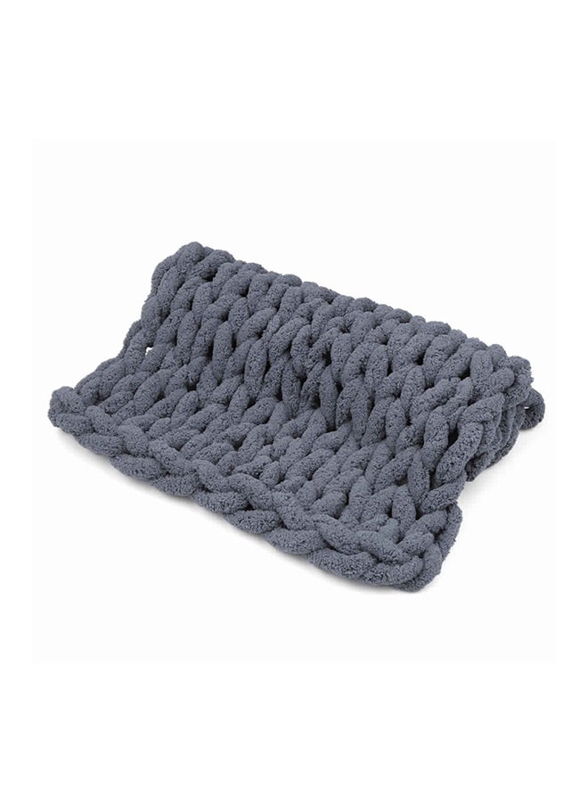 Chunky Knitted Blanket Polyester Dark Grey 36x10x34cm - Image 2
