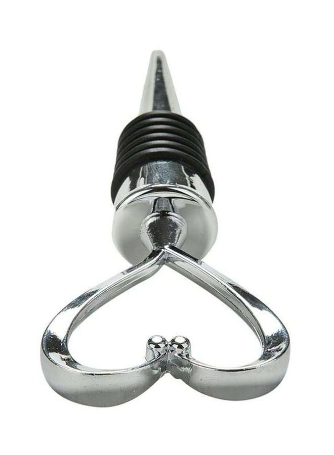 Heart Shaped Bottle Stopper Silver/Black 11x4cm  - Image 3