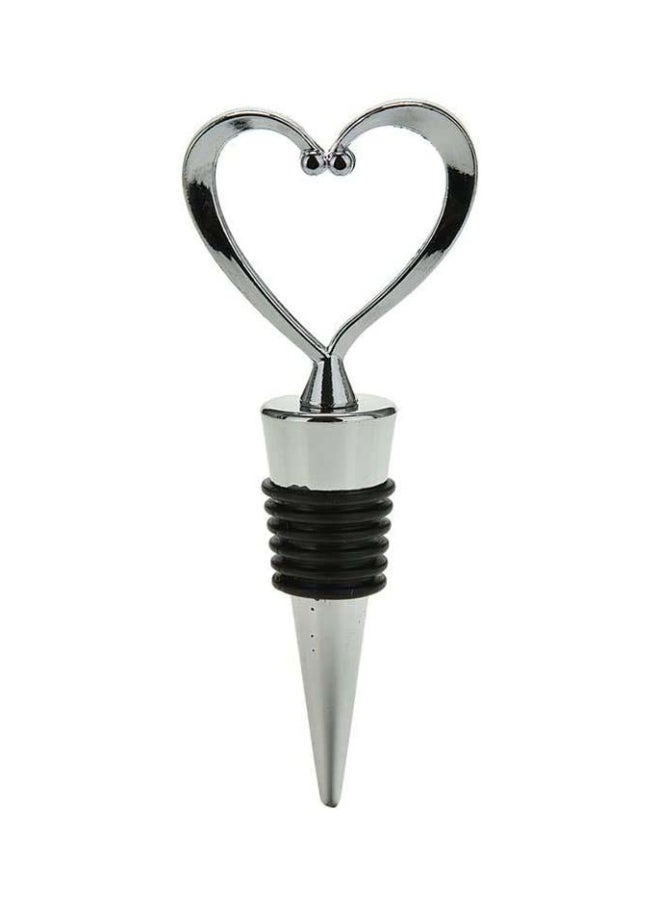 Heart Shaped Bottle Stopper Silver/Black 11x4cm  - Image 1