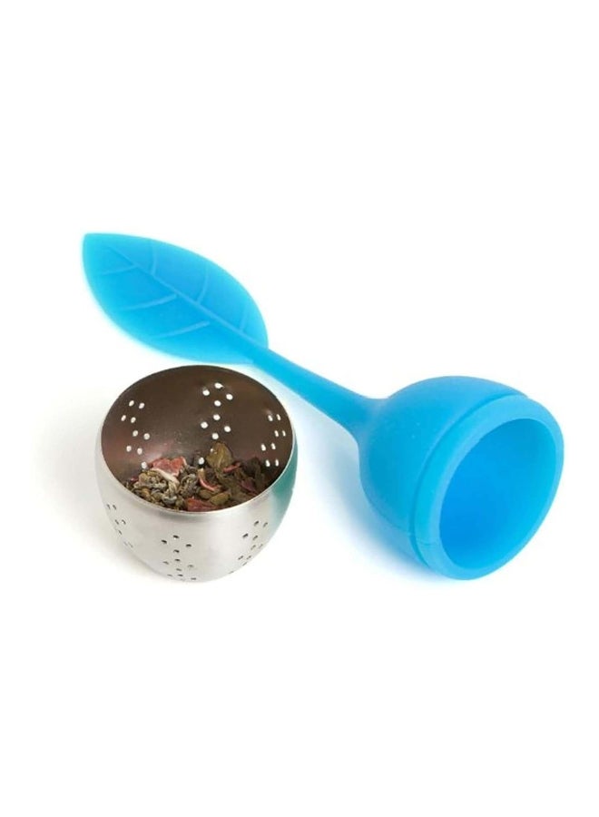 Leaf Shaped Tea Strainer Blue/Silver 15x5cm  - Image 3