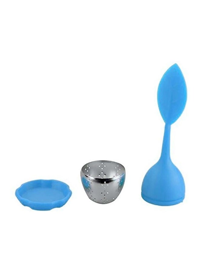 Leaf Shaped Tea Strainer Blue/Silver 15x5cm  - Image 1