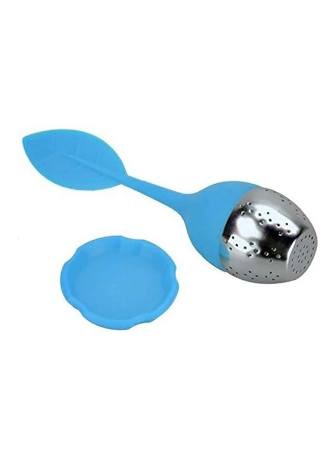 Leaf Shaped Tea Strainer Blue/Silver 15x5cm  - Image 4