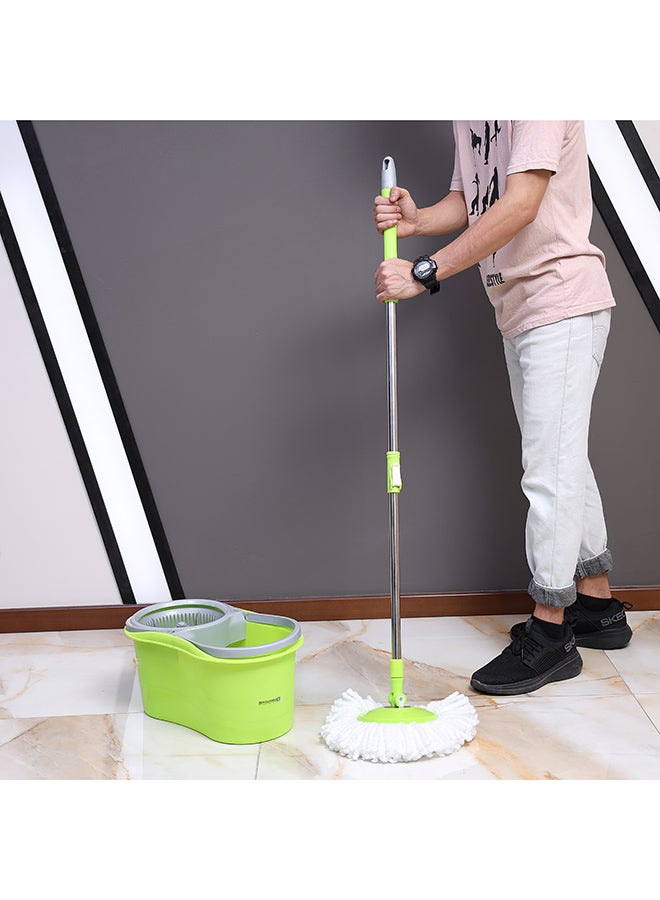 Royalford - 2-Piece 360 Degree Spin Mop With Bucket Set Green/Grey/Silver - Image 1