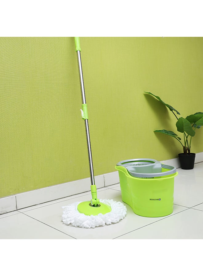 Royalford - 2-Piece 360 Degree Spin Mop With Bucket Set Green/Grey/Silver - Image 1