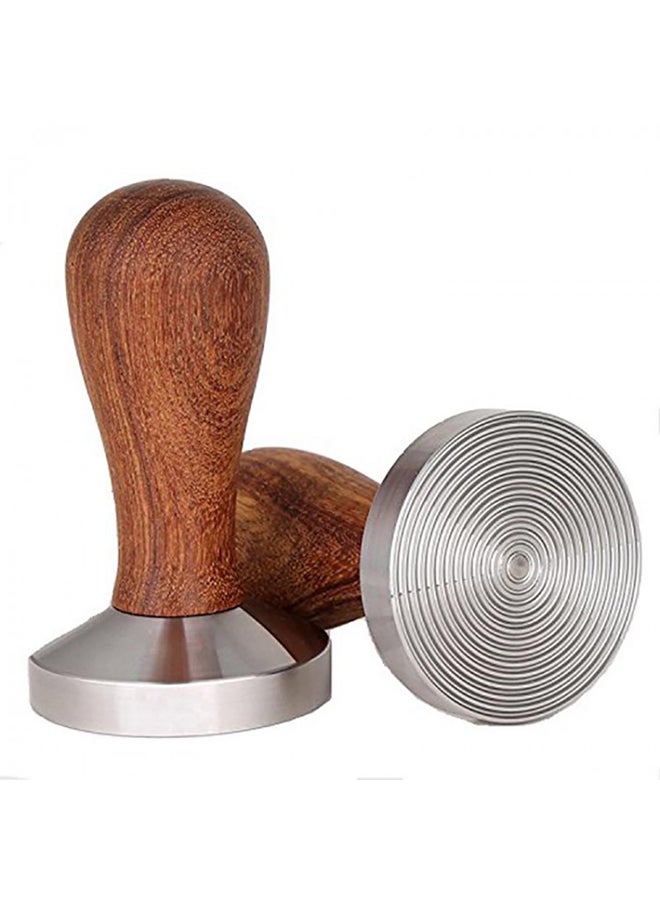 Espresso Tamper  With Wooden Handle Brown/Silver 51mm - Image 2