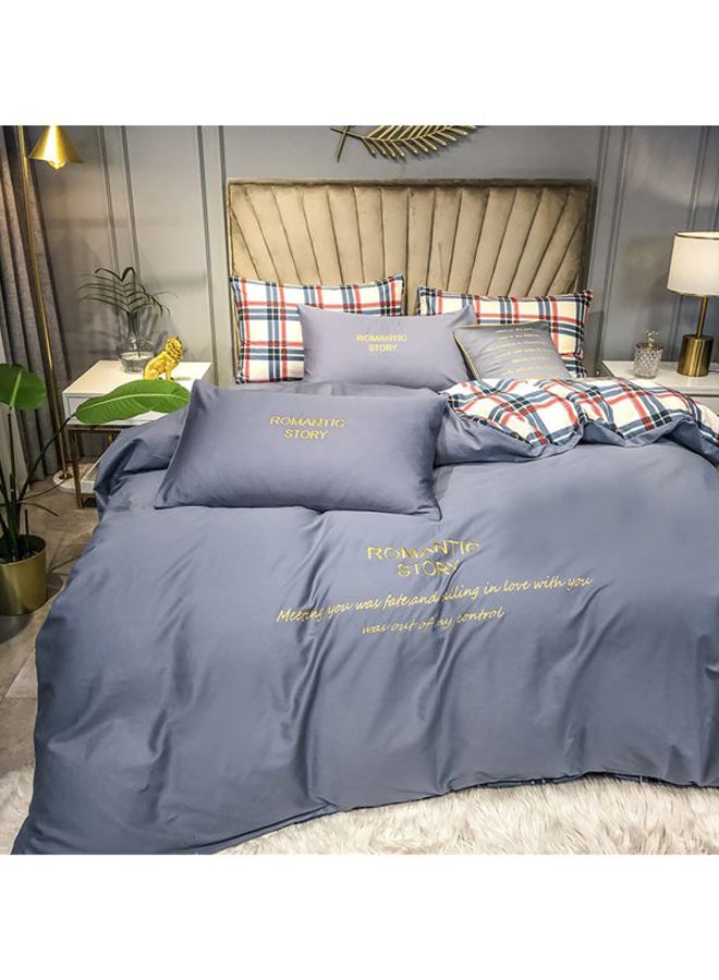 4-Piece Bedding Set Cotton Blue/Yellow 
