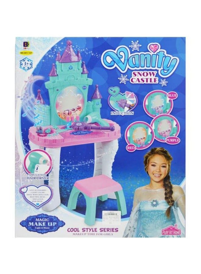 بوهوي منضدة زينة فانيتي للأطفال بتصميم قلعة ثلج 80x34.5x23سم - Image 2