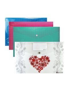 ATLAS Pack Of 4 Document Bag Green/Blue/Pink 