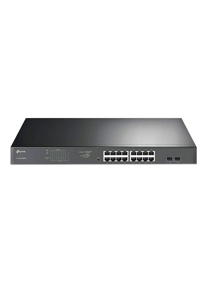 TP-LINK Switch 18-Port Gigabit Easy Smart Switch with 16-Port PoE+ (16*PoE+ Gigabit RJ45 Ports, 2*Gigabit Non-PoE RJ45 Ports, 2*Combo Gigabit SFP Slots) | TL-SG1218MPE Black  - Image 1